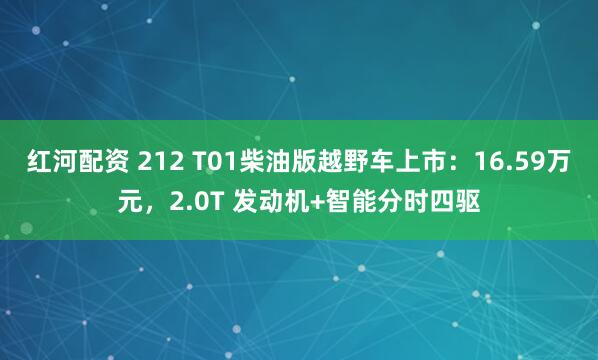 红河配资 212 T01柴油版越野车上市：16.59万元，2.0T 发动机+智能分时四驱